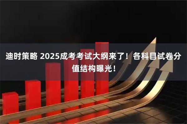 迪时策略 2025成考考试大纲来了！各科目试卷分值结构曝光！