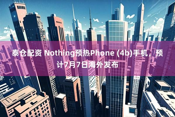 泰仓配资 Nothing预热Phone (4b)手机，预计7月7日海外发布