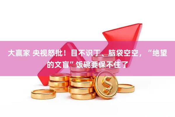 大赢家 央视怒批！目不识丁、脑袋空空，“绝望的文盲”饭碗要保不住了